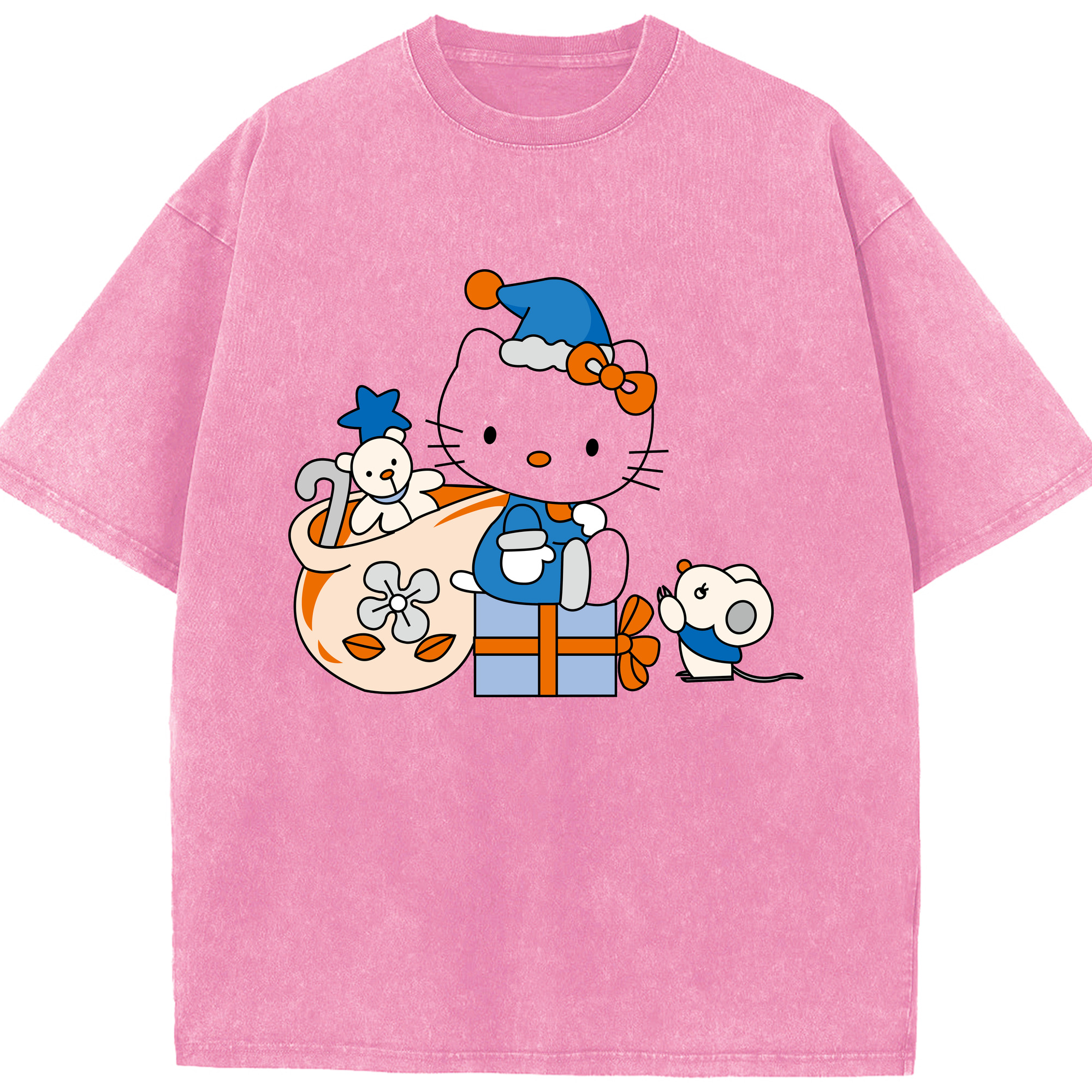 （画像用） Hello Kitty ハローキティ 綿100% ヴィンテージ風 半袖Tシャツ（フロントプリント）